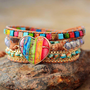 Romantic Spiritual Jasper Heart Wrap Bracelet-Your Soul Place